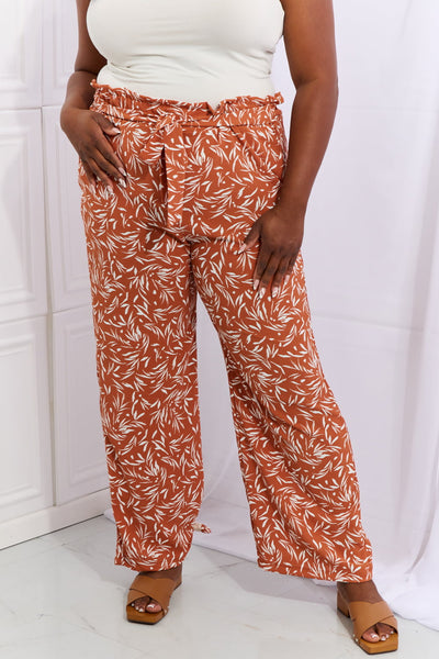 Rust Floral Wide Leg Pants (S-3XL)