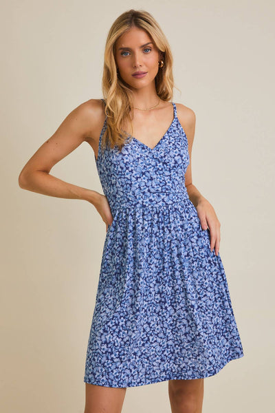 Navy Ditsy Floral Mini Dress