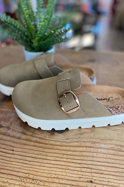Poppy Clog in Dark Taupe