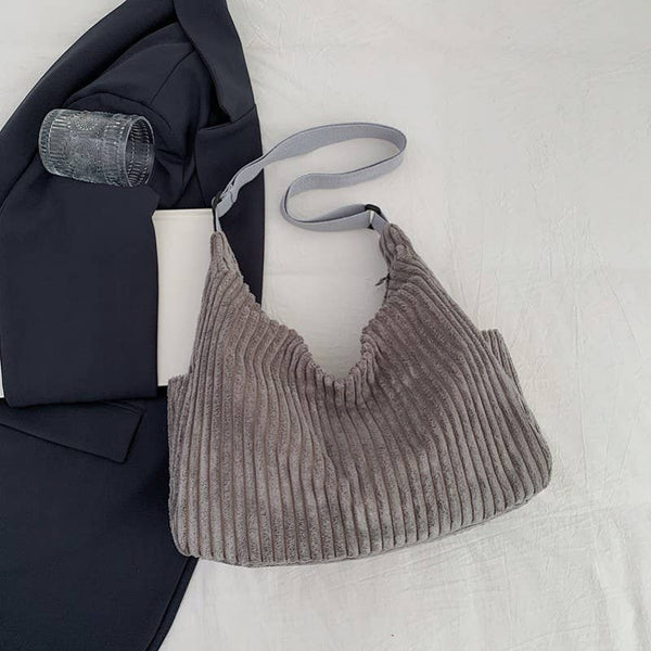 Corduroy Quilted Shoulder Tote Bag - More Colors!