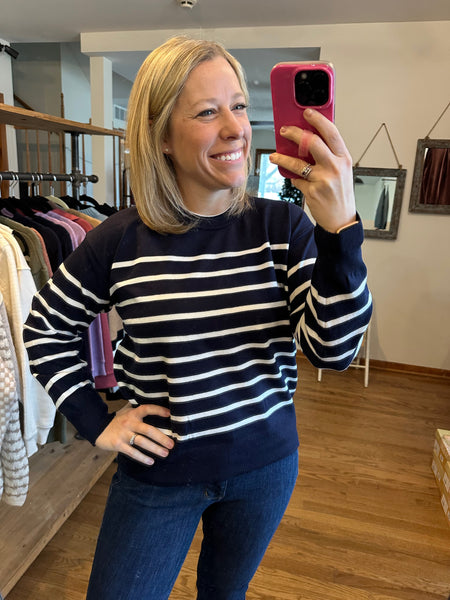 Navy & Ivory Stripe Sweater