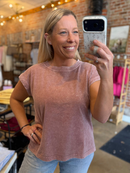 Mauve Mineral Wash Knit Tee