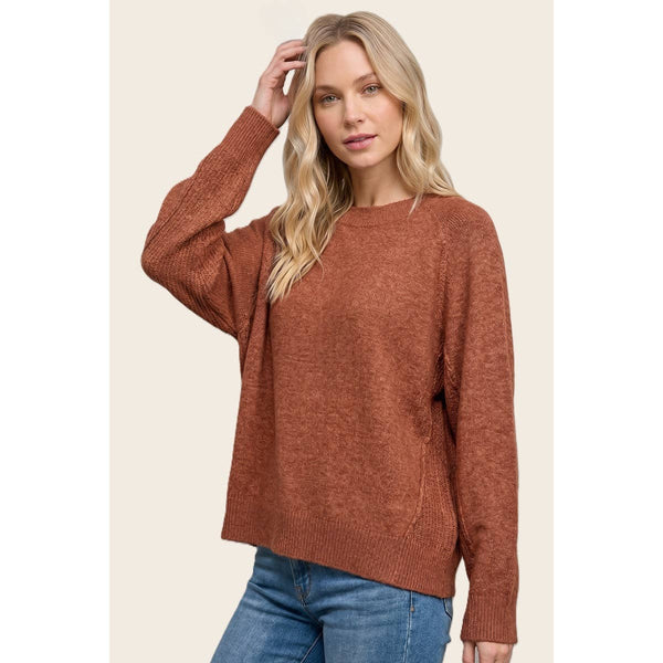 Rust High-Low Oversized Sweater
