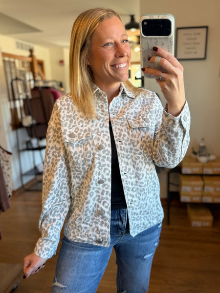 Leopard Printed Denim Jacket