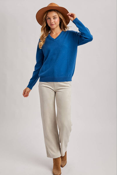 Teal V-Neck Knit Sweater