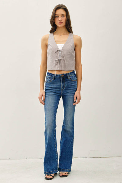 Greige Pinstripe Cotton Vest