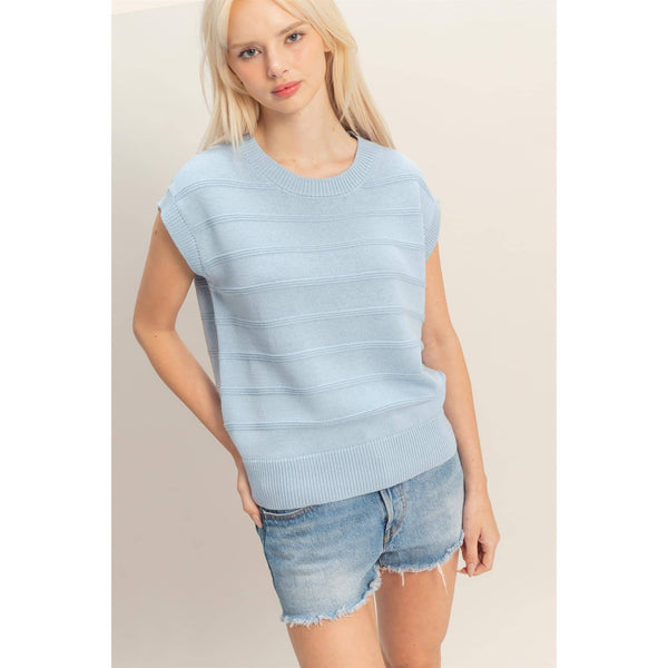 Ice Blue Textured Dolman Sleeve Top