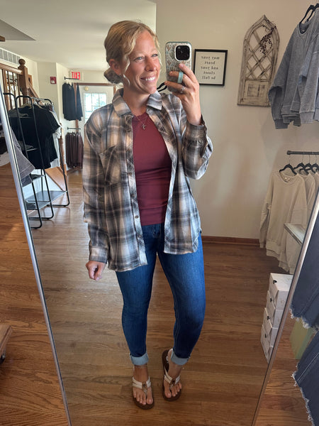 Oversized Jade Plaid Flannel