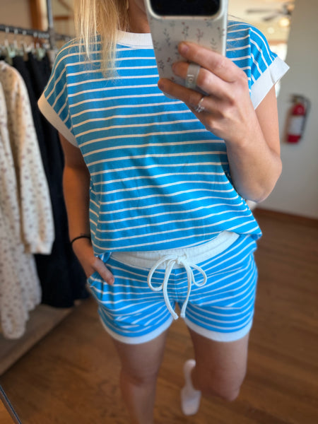 Deep Sky Stripe Tee & Shorts Set