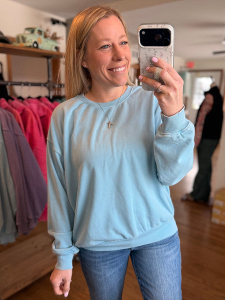 Caribbean Blue Mineral Washed Sweatshirt