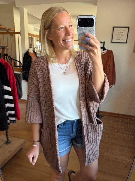 Mocha Oversized Chenille Cardigan