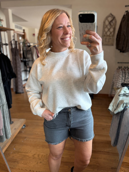 Zenana Ash Black Acid Wash Frayed Hem Shorts