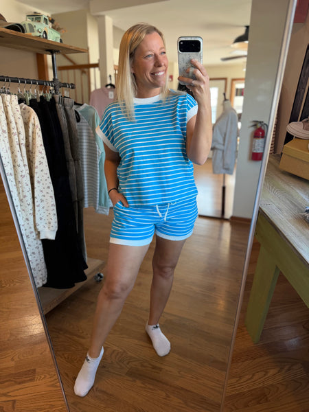 Deep Sky Stripe Tee & Shorts Set