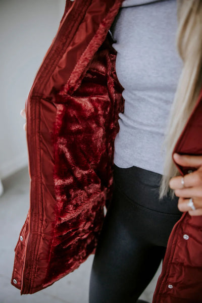 Brick Polar Fleece Lined Long Puffer Vest