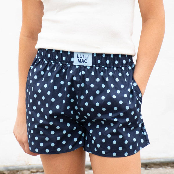 Lulu Mac Navy & Light Blue Polka Dot Boxer Shorts