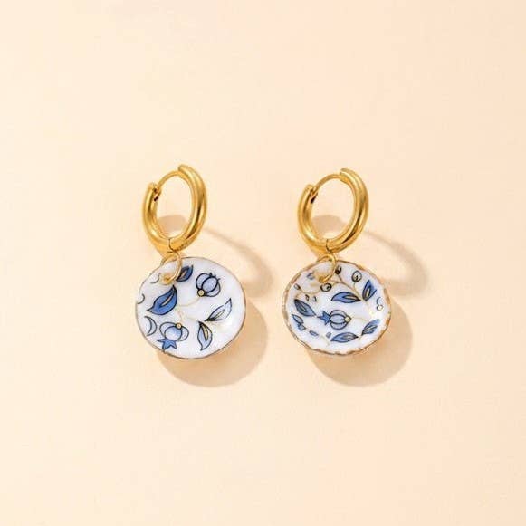 18K Stainless Steel Tarnish Free Vintage Plate Earrings