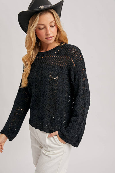 Black Open Knit Sweater
