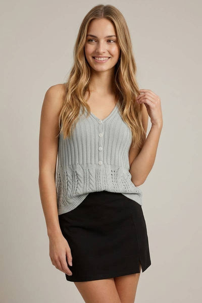 Light Blue Sweater Tank Top