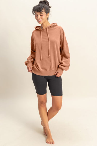 Chestnut Mineral Wash Hooded Pullover
