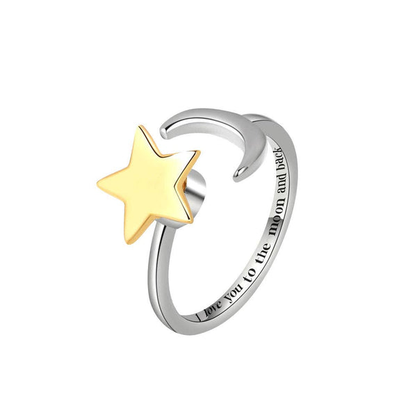 Moon & Star Anxiety Fidget Spinner Ring
