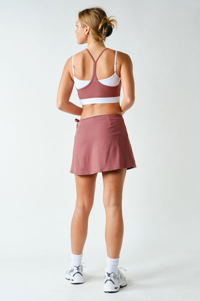 Rosewood Contrast Double Strap Sports Bra