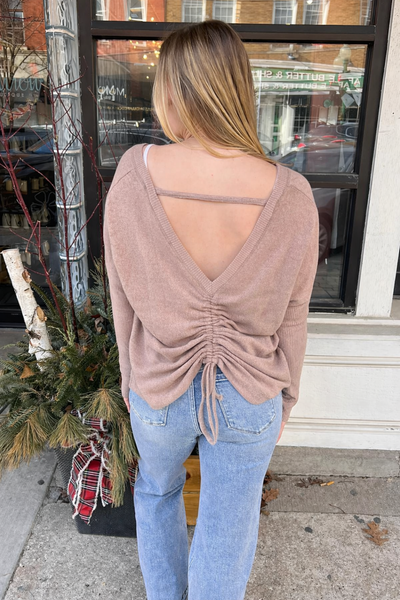 Taupe Cloud Jersey Ruched Back Top