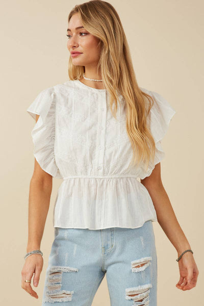 Ivory Lace Detail Sleeveless Peplum Top