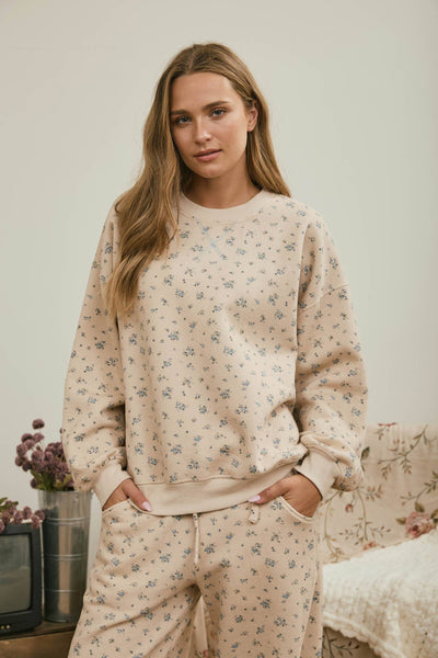Oatmeal Ditsy Floral Crewneck Sweatshirt