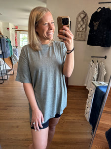 Brushed Hacci Oversized Boyfriend Tee in Black Olive