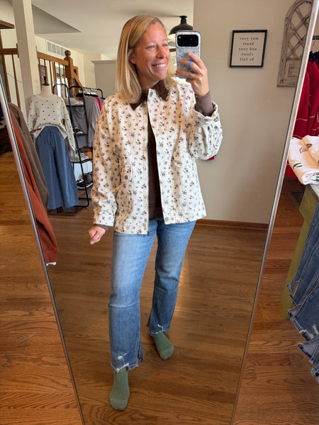 Ivory Floral Corduroy Jacket