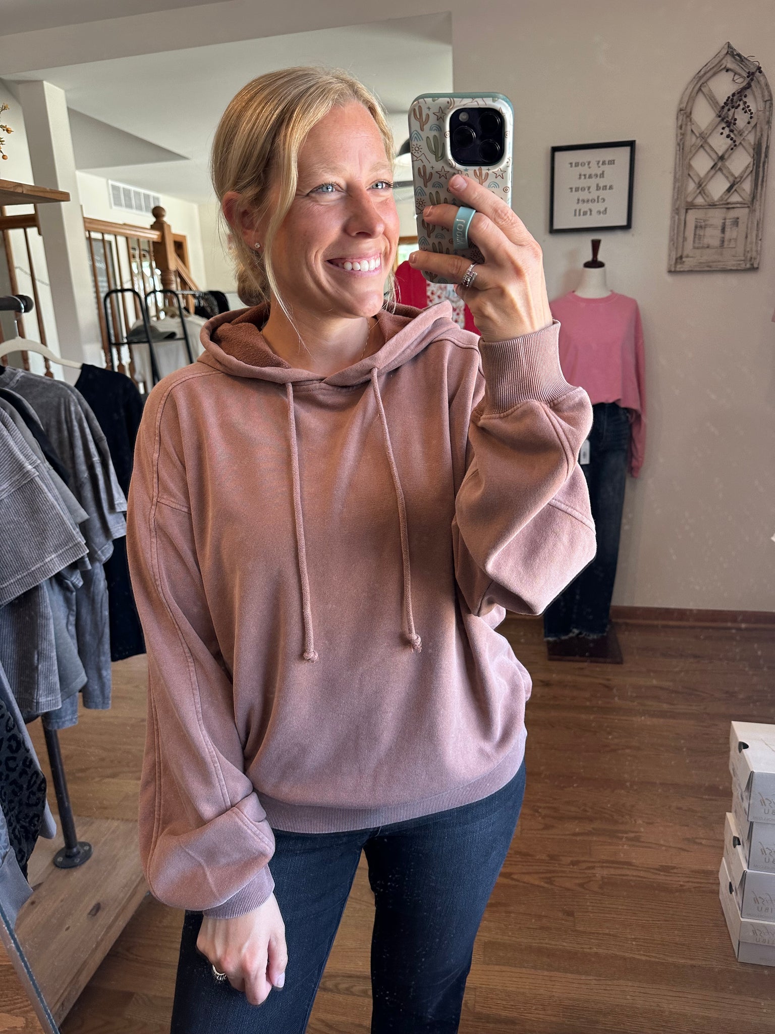 Chestnut Mineral Wash Hooded Pullover