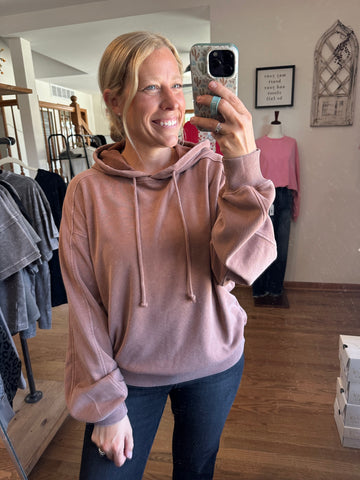 Chestnut Mineral Wash Hooded Pullover