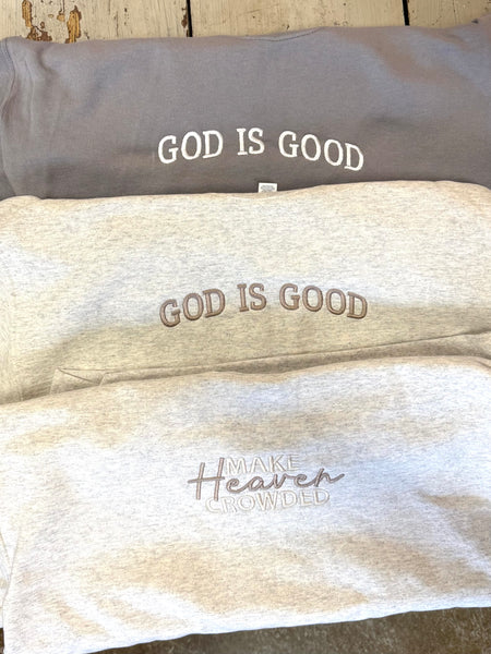 Oatmeal Heather Make Heaven Crowded Embroidered Sweatshirt