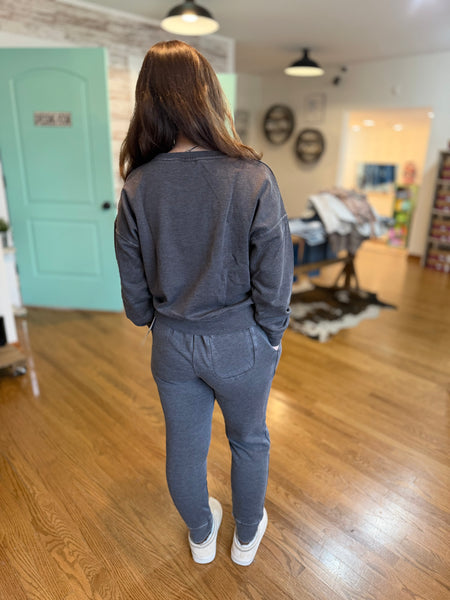 Black Burned Out Crewneck Sweatshirt