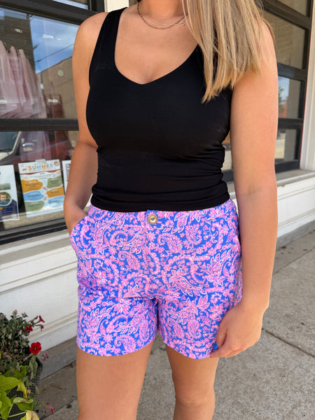 Magenta & Navy Floral Sun-Cool Shorts