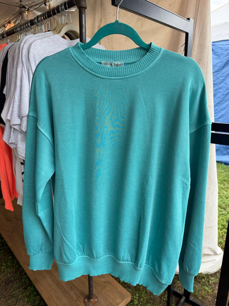 Turquoise Fleece Oversized Pullover