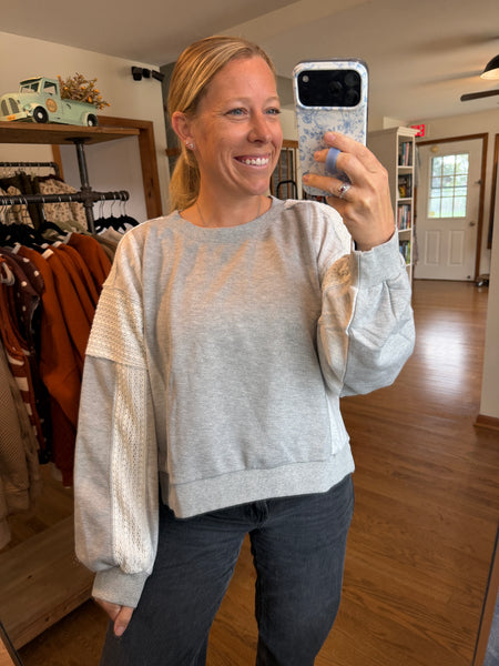 Heather Grey Lace Sweatshirt