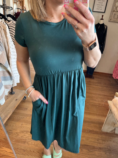 Emerald Pocket Midi Dress