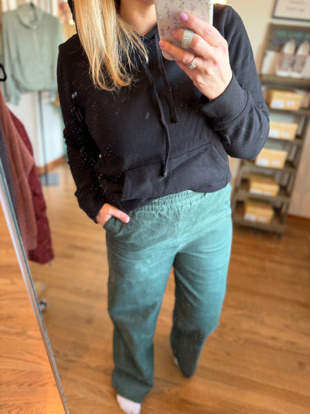 Evergreen Corduroy High-Waisted Wide Leg Pants