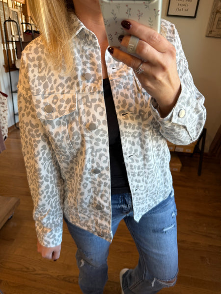 Leopard Printed Denim Jacket