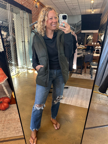 Olive Longline Padded Vest