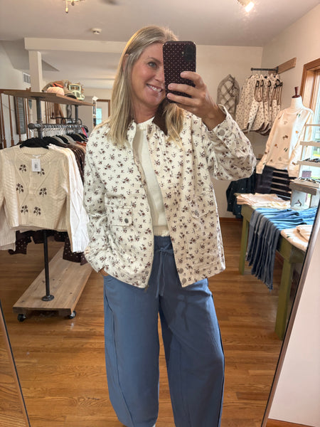 Ivory Floral Corduroy Jacket