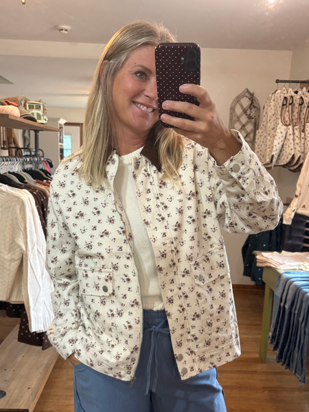 Ivory Floral Corduroy Jacket