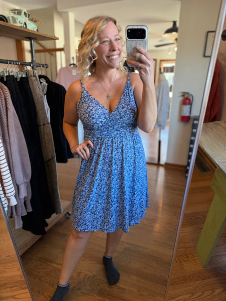 Navy Ditsy Floral Mini Dress