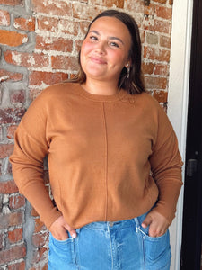Camel Front Seam Sweater