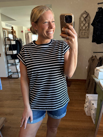 Black & Ivory Striped Tee