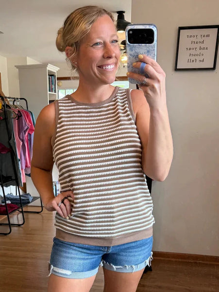 Latte Textured Knit Tank Top