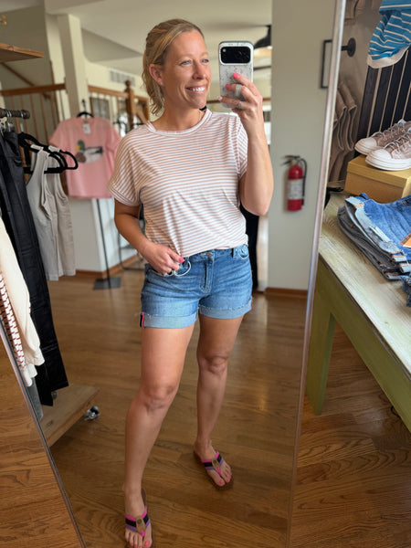 Risen Mid-Rise Cuffed Denim Shorts