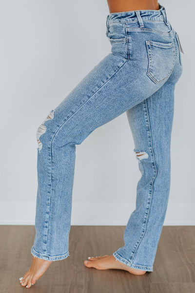 Lovervet Odessa High-Rise Distressed Straight Jeans