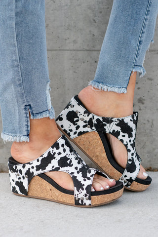 Very G Black & White Cow Sandals